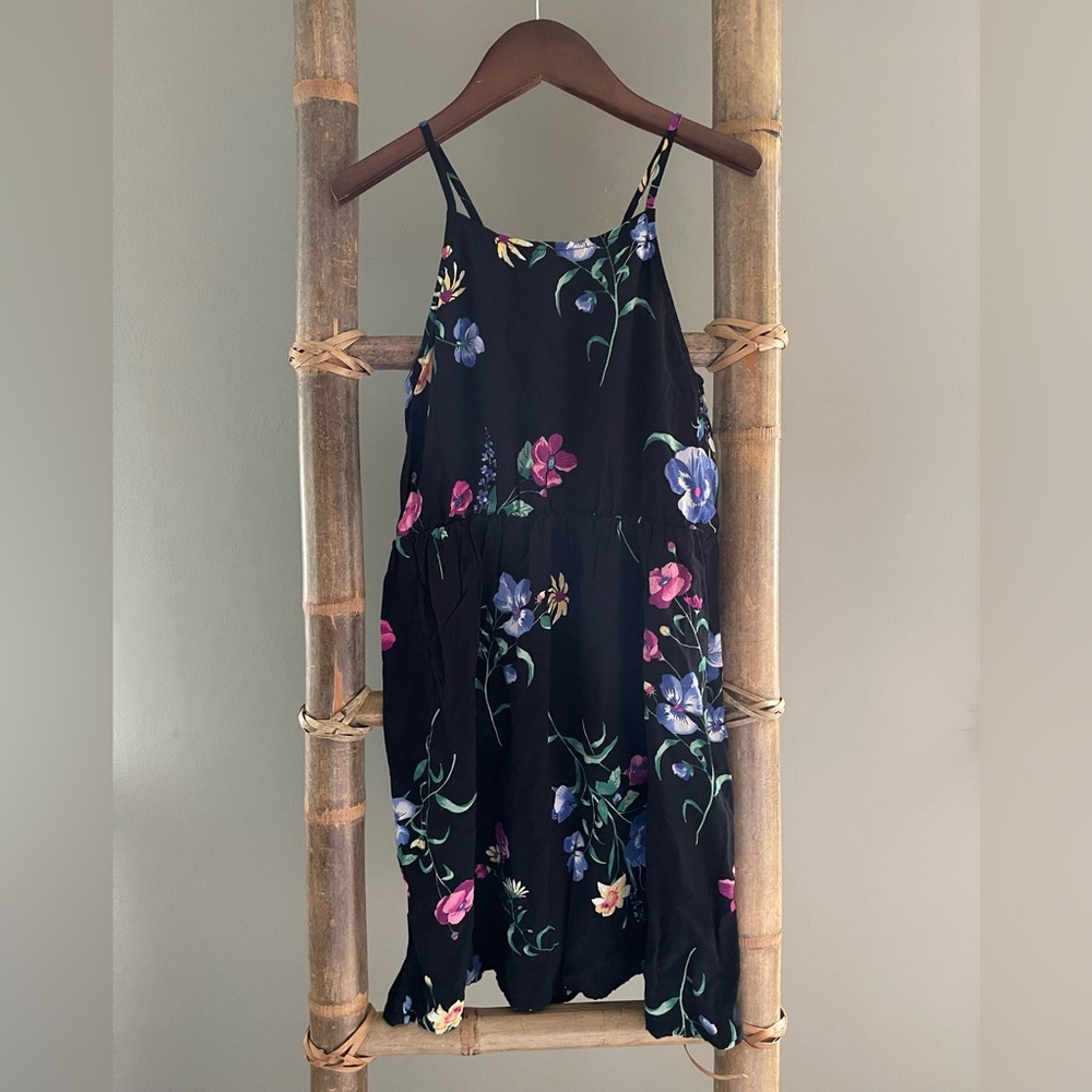 Old Navy Black Dress with Floral Accents